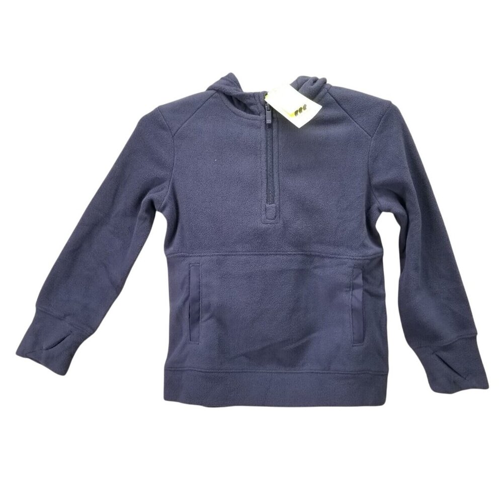 Boys All in Motion Blue Microfleece Pullover Hoodie Sweatshirt 1/4 Zip XS (4/5)